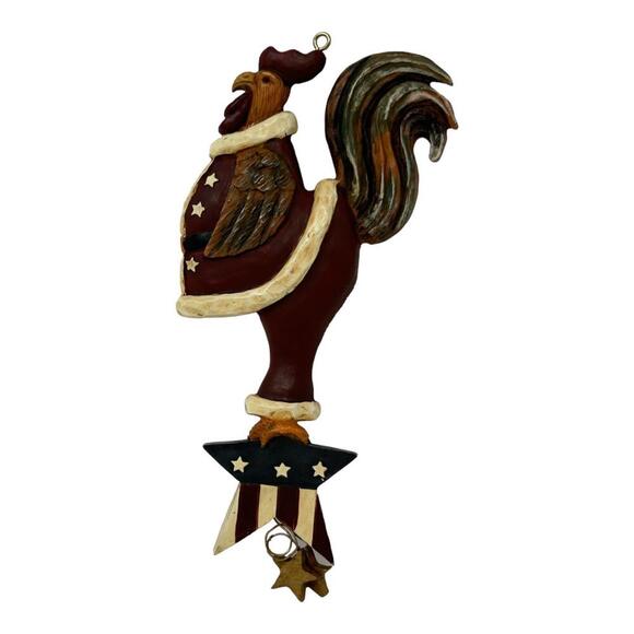 Kurt Adler Other - Kurt Adler Santas World American Rooster Patriotic Star Christmas Ornament Resin